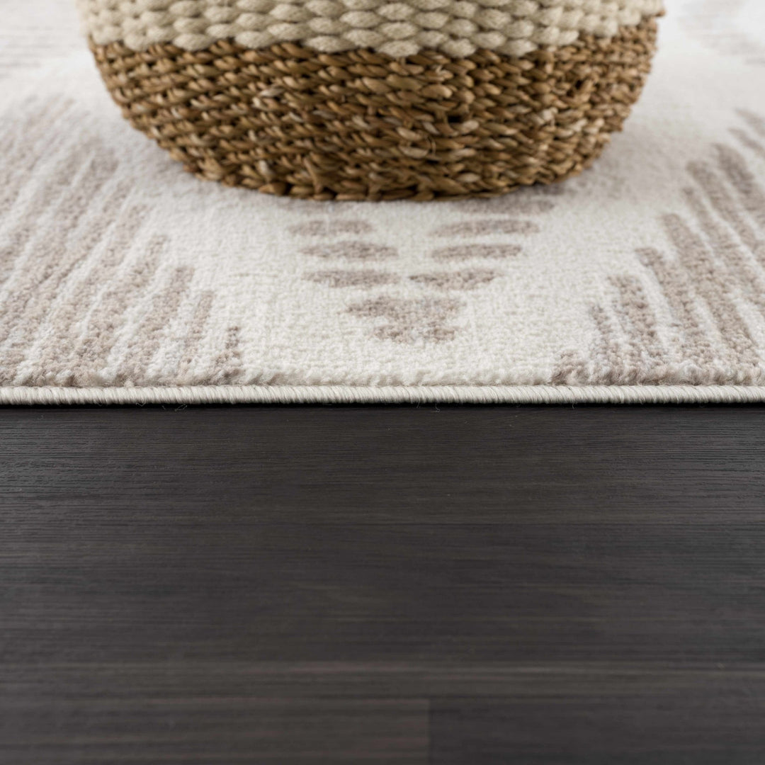 Contemporary Geometric Beige and Brown Low pile multi size Area Rug - The Rug Decor
