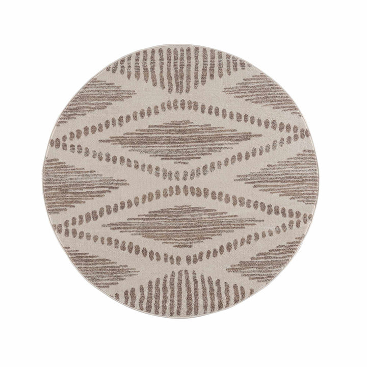 Contemporary Geometric Beige and Brown Low pile multi size Area Rug - The Rug Decor