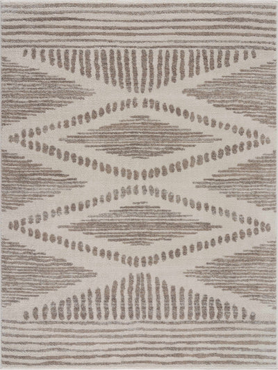 Contemporary Geometric Beige and Brown Low pile multi size Area Rug - The Rug Decor