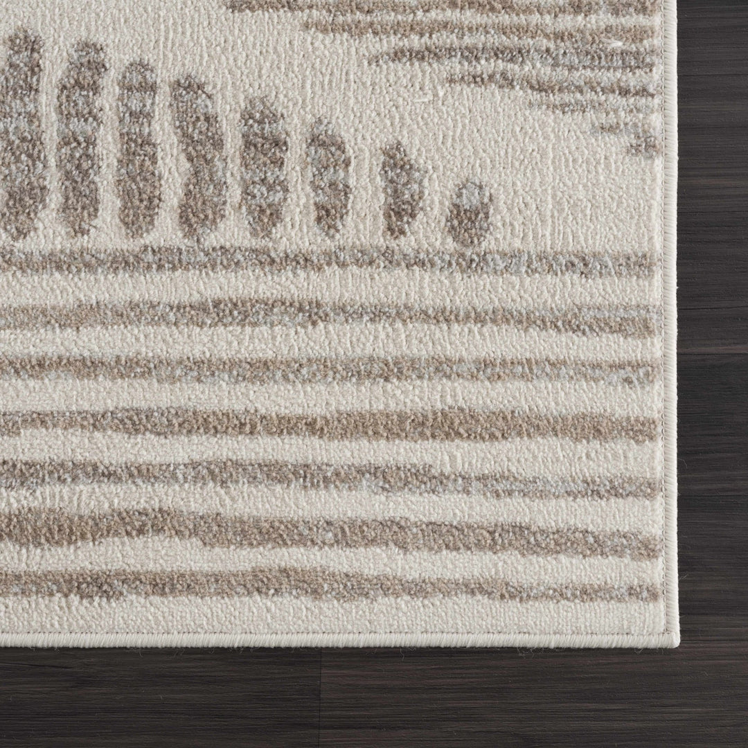 Contemporary Geometric Beige and Brown Low pile multi size Area Rug - The Rug Decor