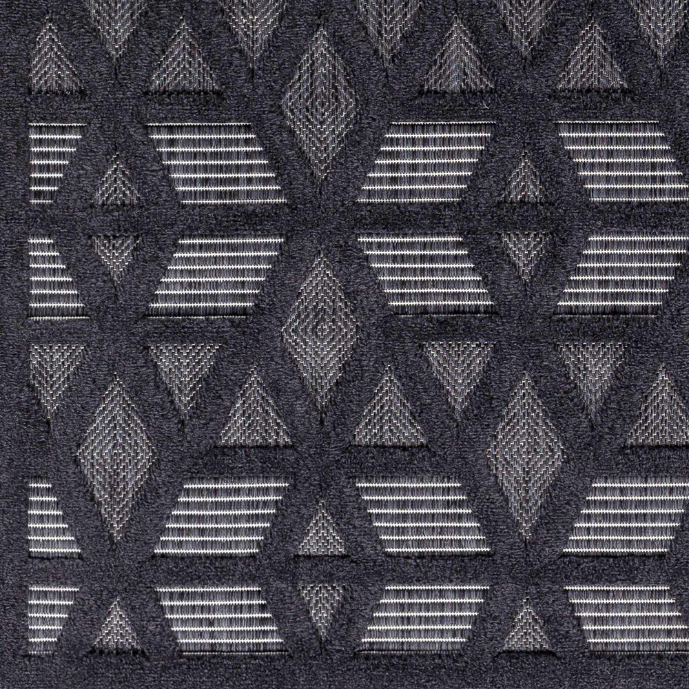 Contemporary Geometric Black and Gray Medium Pile Outdoor Area Rug - The Rug Decor