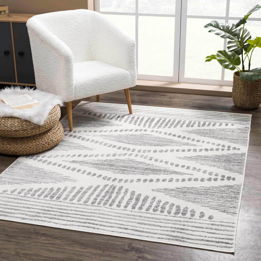 Contemporary Geometric Design Beige and Gray Low pile Area Rug - The Rug Decor