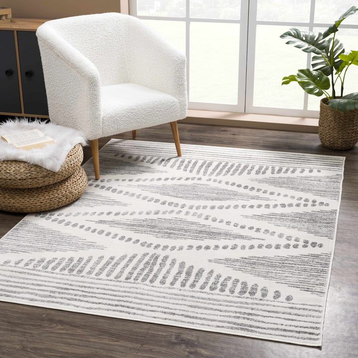 Contemporary Geometric Design Beige and Gray Low pile Area Rug - The Rug Decor