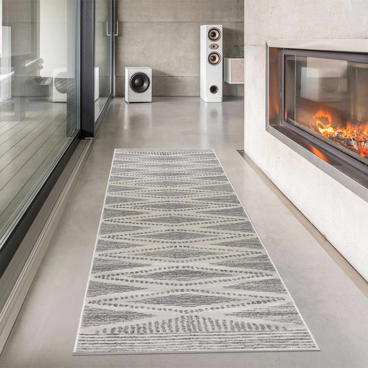 Contemporary Geometric Design Beige and Gray Low pile Area Rug - The Rug Decor