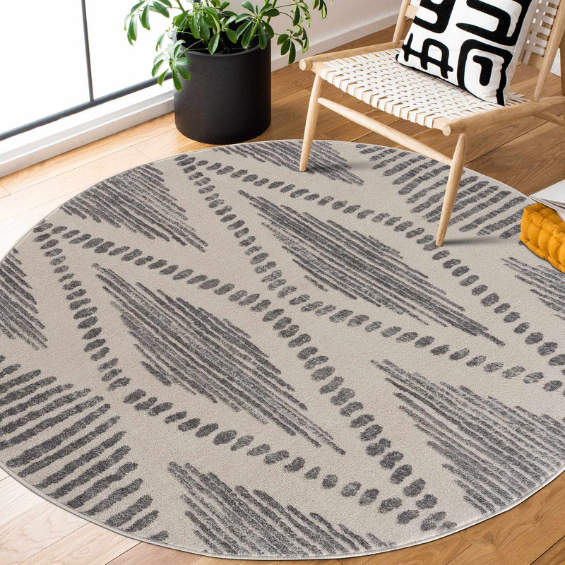 Contemporary Geometric Design Beige and Gray Low pile Area Rug - The Rug Decor