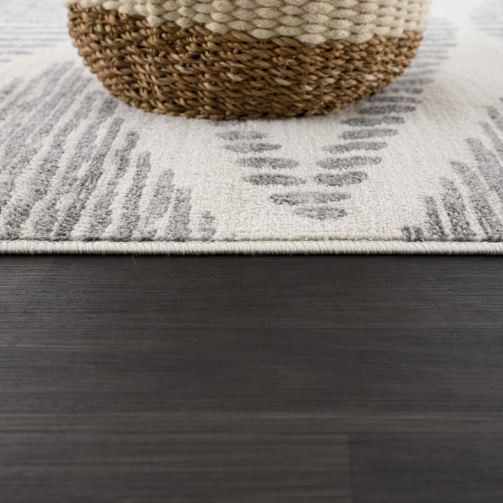 Contemporary Geometric Design Beige and Gray Low pile Area Rug - The Rug Decor
