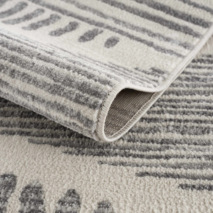 Contemporary Geometric Design Beige and Gray Low pile Area Rug - The Rug Decor