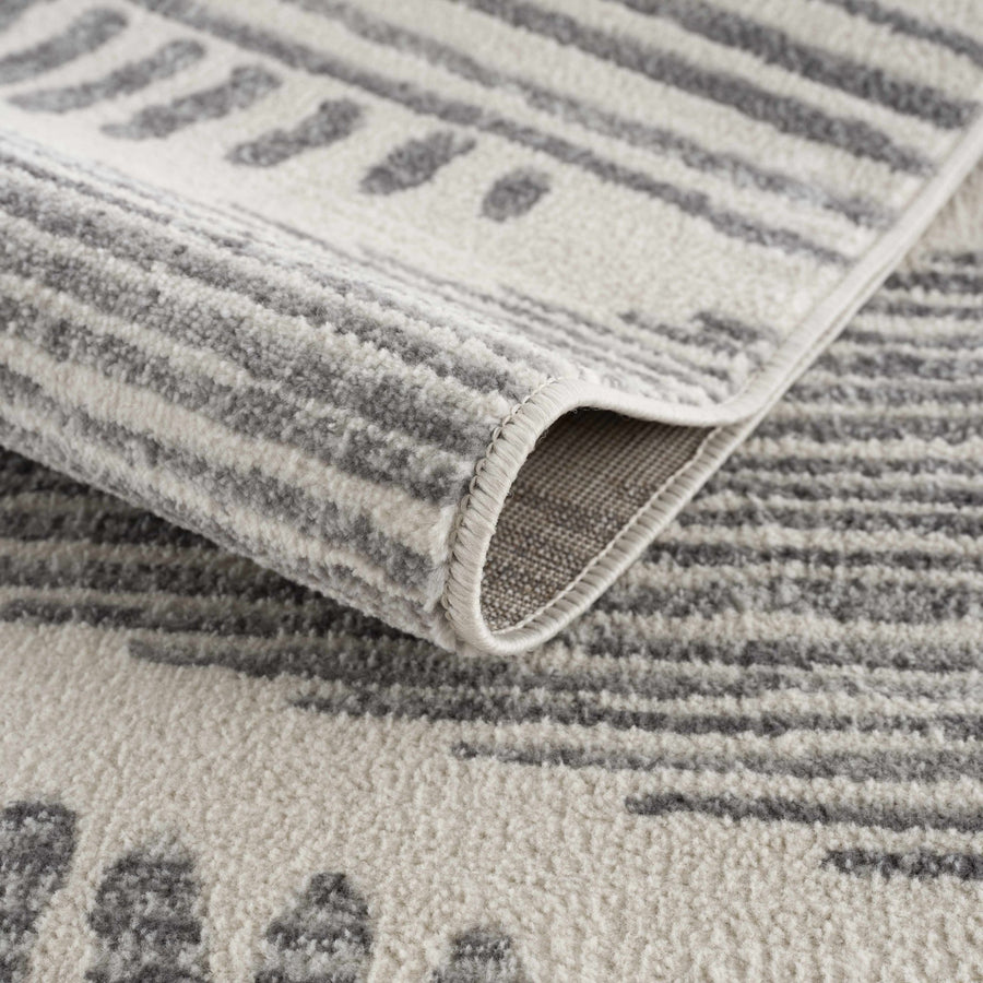 Contemporary Geometric Design Beige and Gray Low pile Area Rug - The Rug Decor
