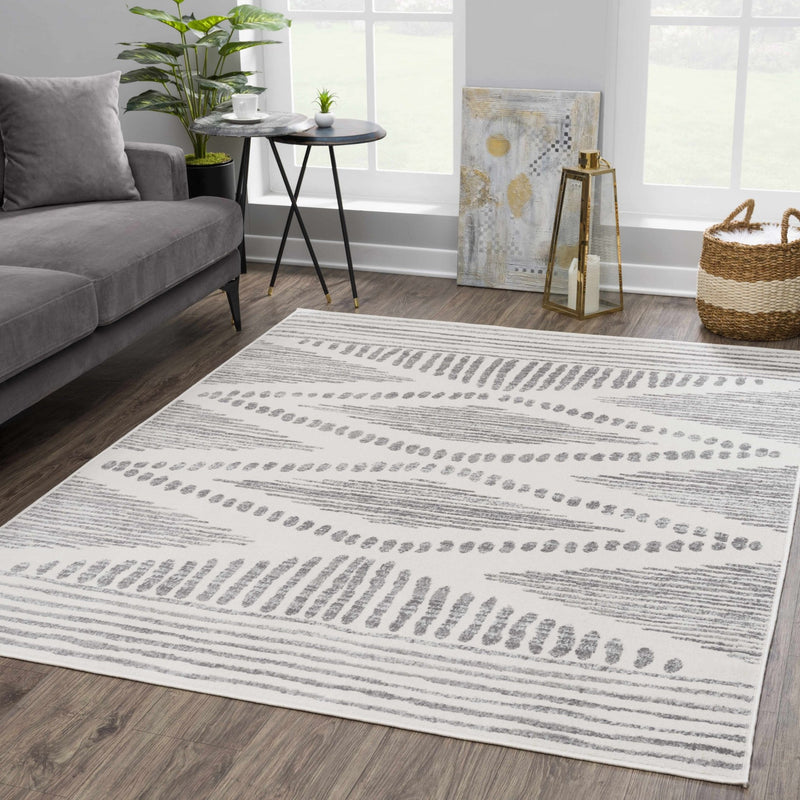 Contemporary Geometric Design Beige and Gray Low pile Area Rug - The Rug Decor
