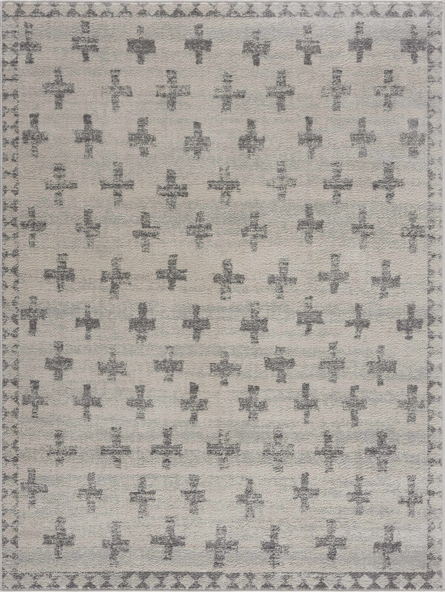 Contemporary Geometric Ivory and Gray Medium pile multi size Area Rug - The Rug Decor