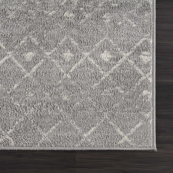 Contemporary Gray and Ivory Low pile Tribal Design Area Rug - The Rug Decor