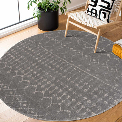 Contemporary Gray and Ivory Low pile Tribal Design Area Rug - The Rug Decor