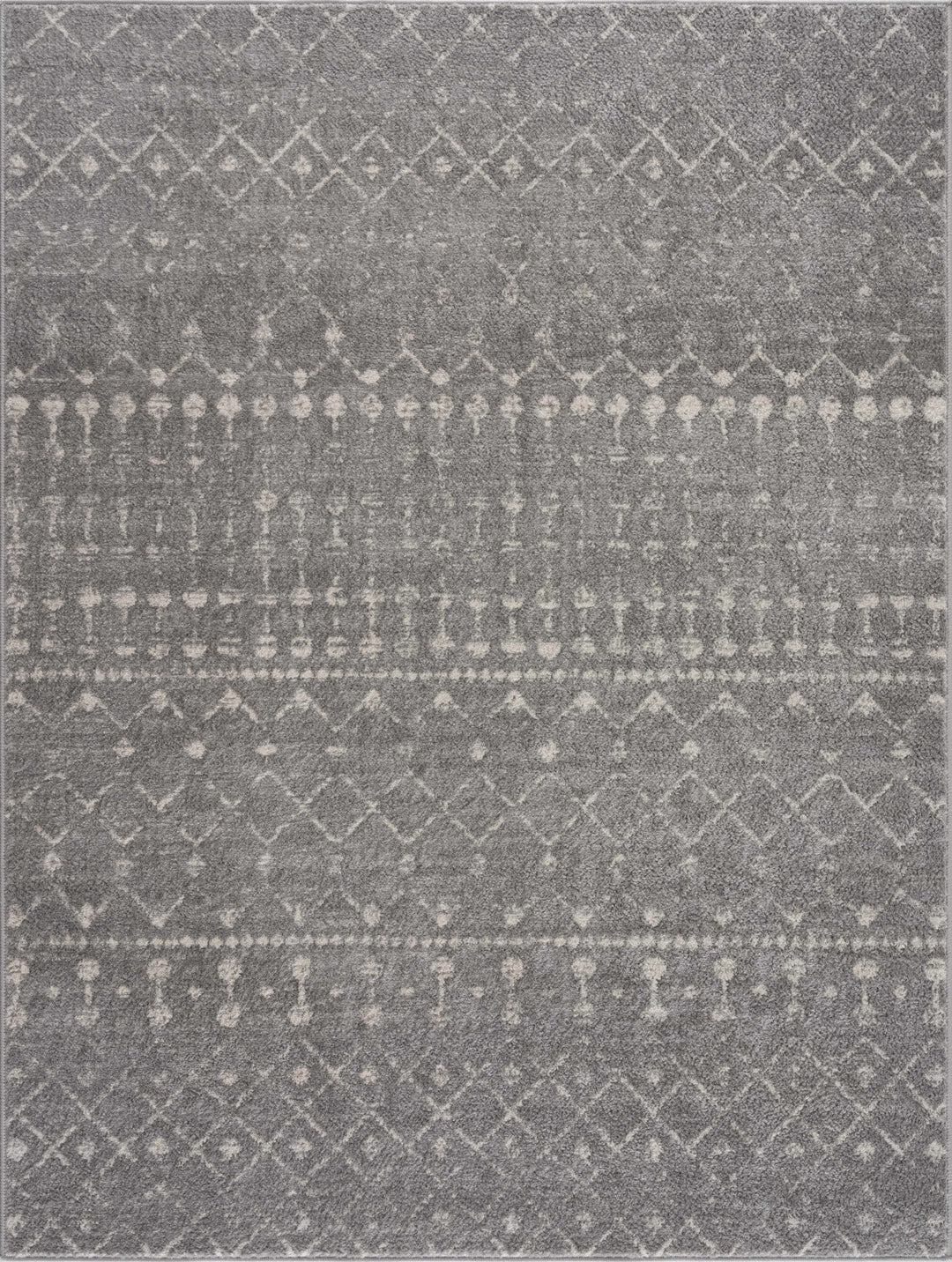 Contemporary Gray and Ivory Low pile Tribal Design Area Rug - The Rug Decor