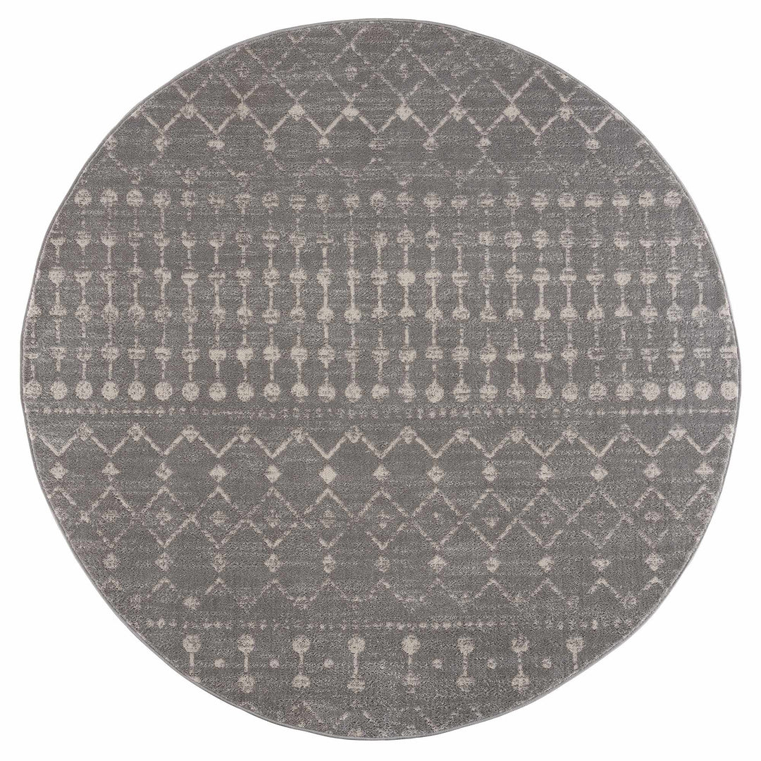 Contemporary Gray and Ivory Low pile Tribal Design Area Rug - The Rug Decor