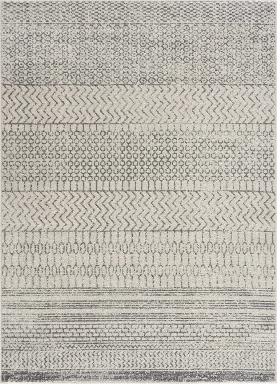 Contemporary Gray and Ivory Tribal Design Low Pile Indoor Area Rug - The Rug Decor