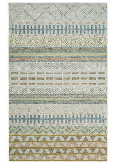 Contemporary Hand Tufted Multicolor Traditional Stripes Wool Rug - The Rug Decor
