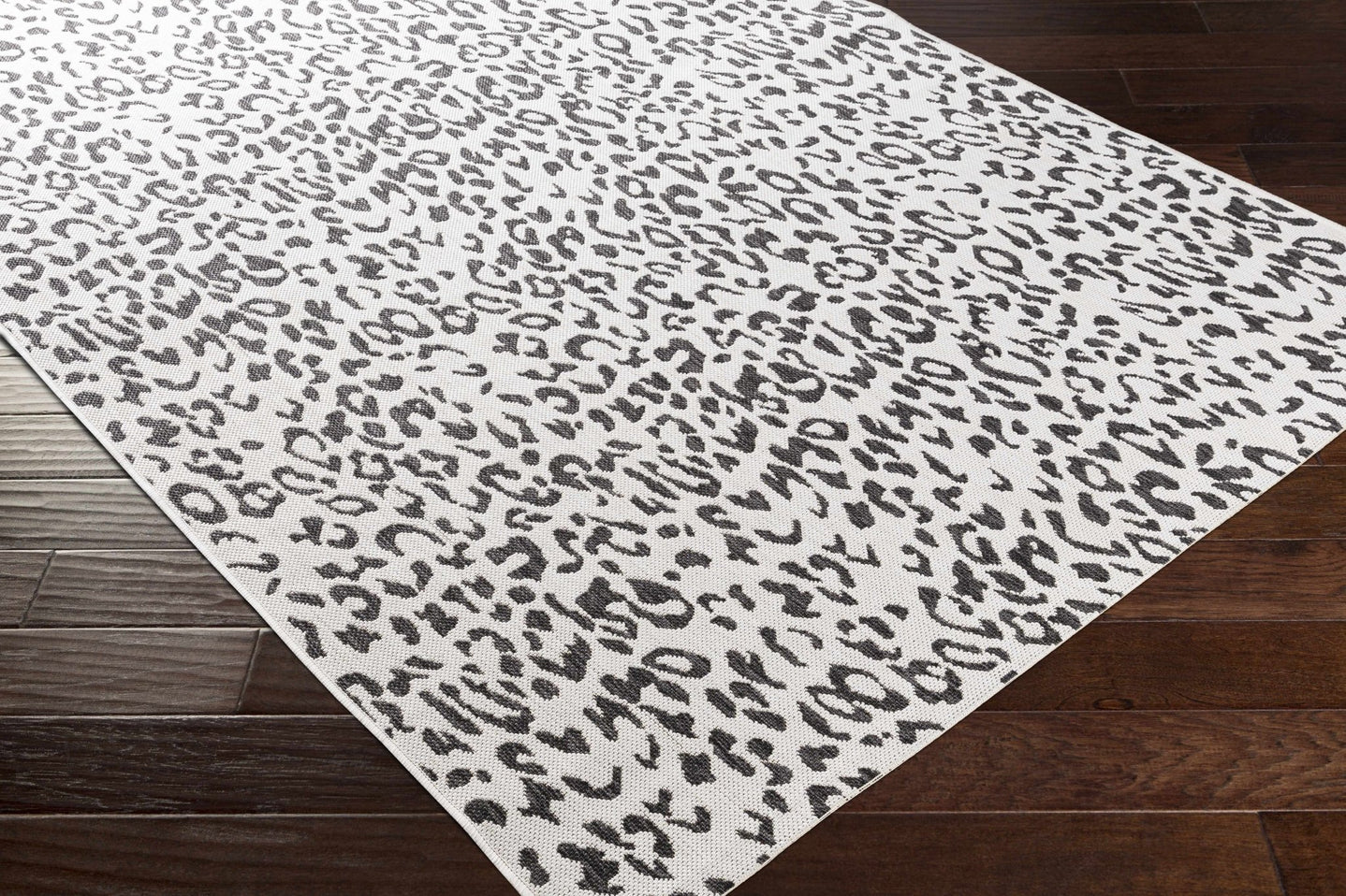 Contemporary Ivory And Charcoal Leopard design Indoor And Outdoor Area Rug - The Rug Decor