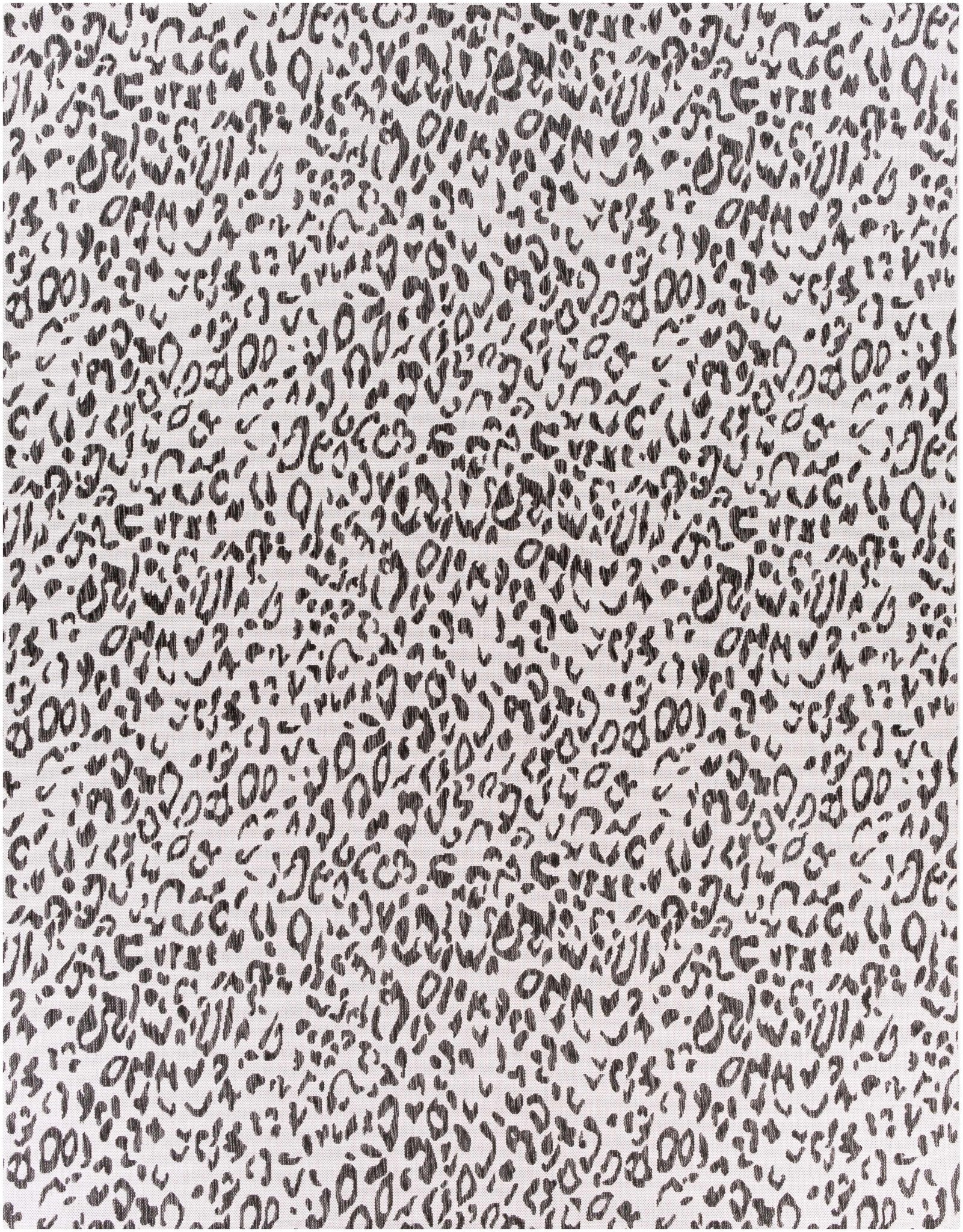 Contemporary Ivory And Charcoal Leopard Design Indoor Outdoor Area Rug ...