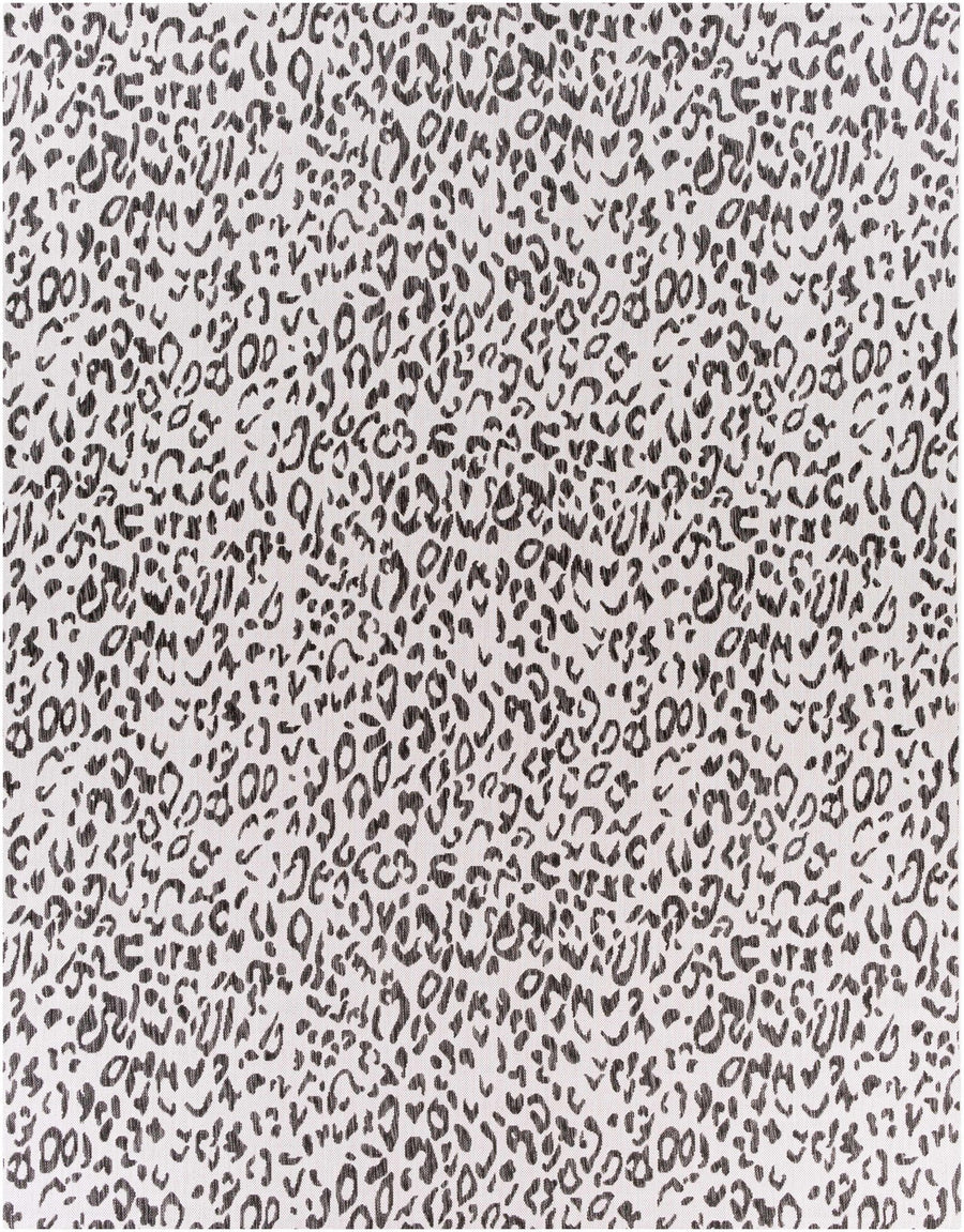 Contemporary Ivory And Charcoal Leopard design Indoor And Outdoor Area Rug - The Rug Decor