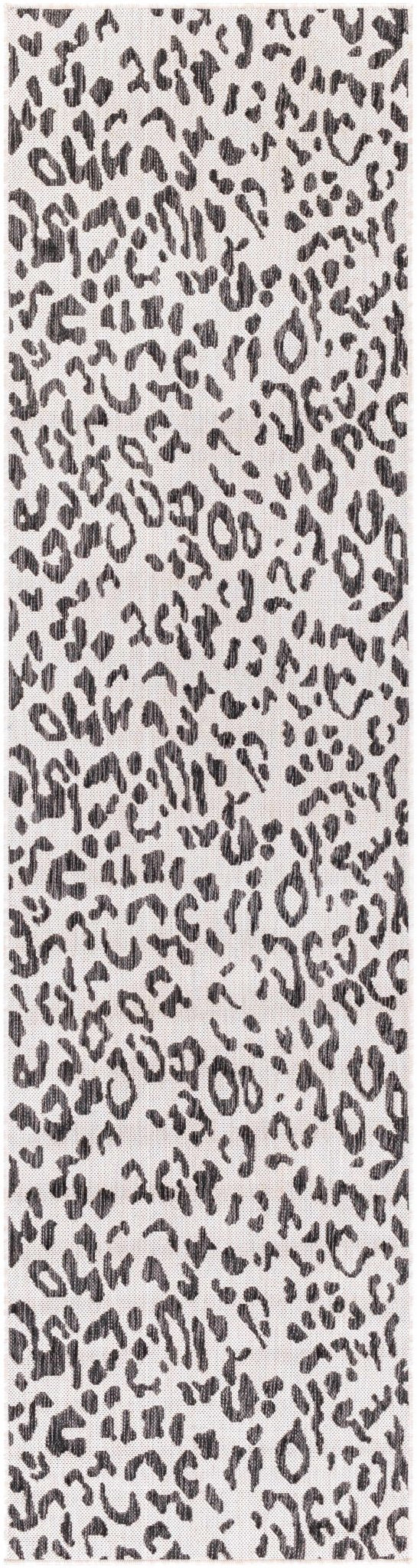 Contemporary Ivory And Charcoal Leopard design Indoor And Outdoor Area Rug - The Rug Decor