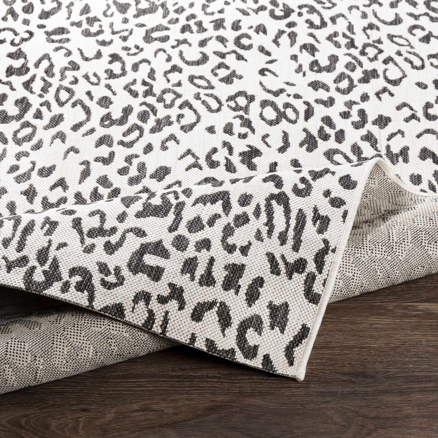 Contemporary Ivory And Charcoal Leopard design Indoor And Outdoor Area Rug - The Rug Decor