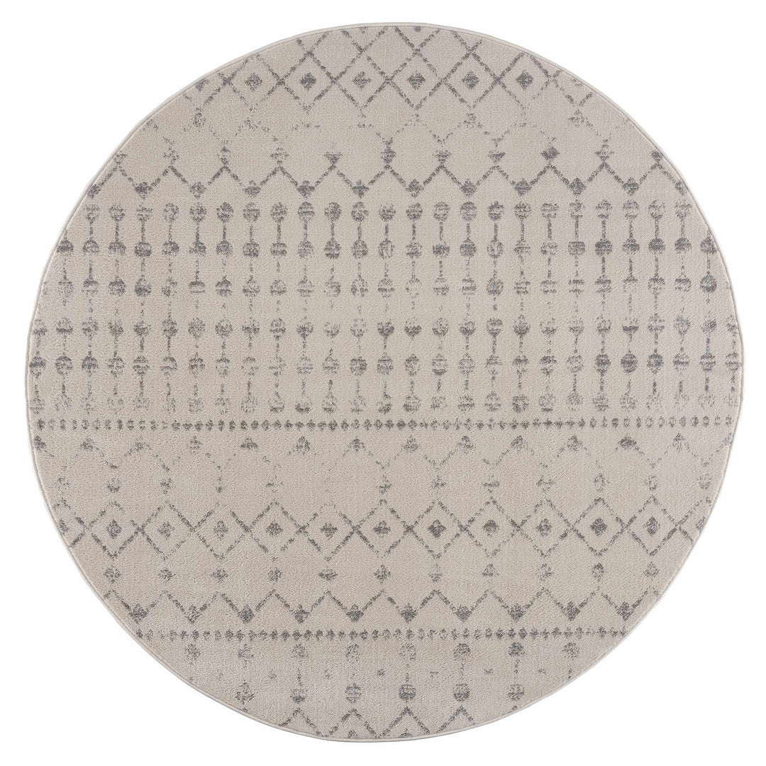 Contemporary Ivory and Gray Tribal Trellis Design Medium Pile Area Rug - The Rug Decor