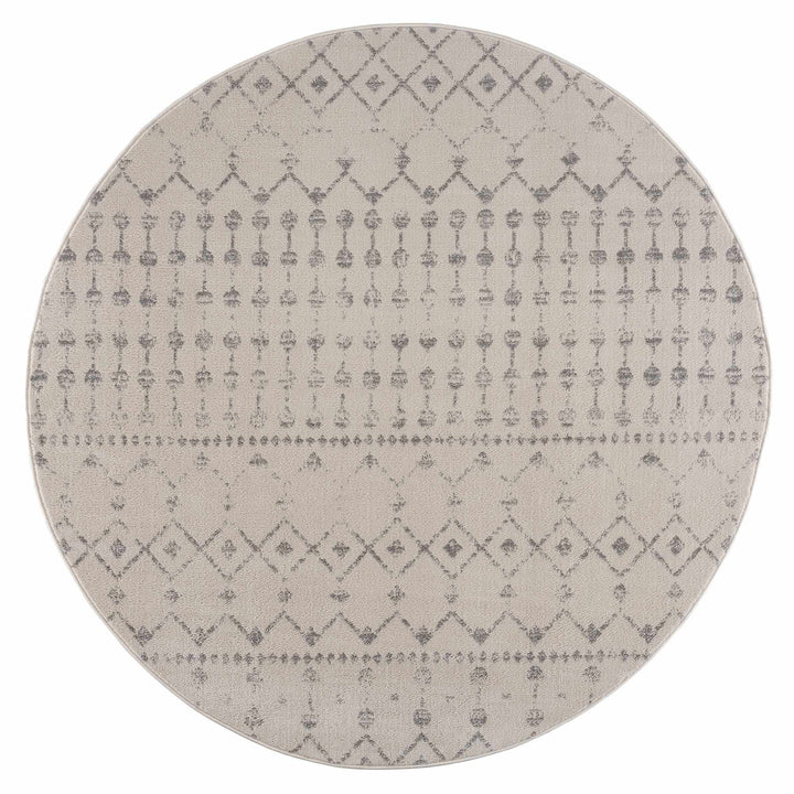 Contemporary Ivory and Gray Tribal Trellis Design Medium Pile Area Rug - The Rug Decor
