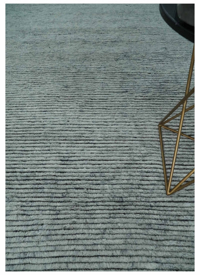 Contemporary look Gray Hand knotted loop Cut 8x10 wool Area Rug - The Rug Decor