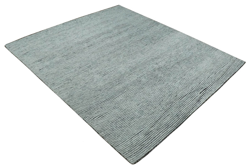Contemporary look Gray Hand knotted loop Cut 8x10 wool Area Rug - The Rug Decor