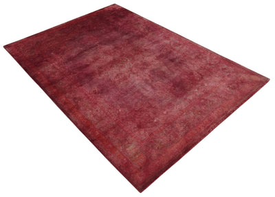 Contemporary Overdyed Pink Wool 8x11 Hand Tufted Wool Area Rug - The Rug Decor