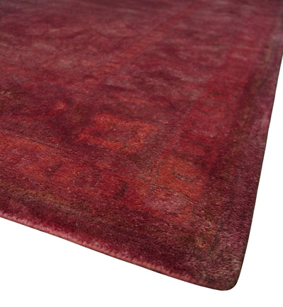 Contemporary Overdyed Pink Wool 8x11 Hand Tufted Wool Area Rug - The Rug Decor