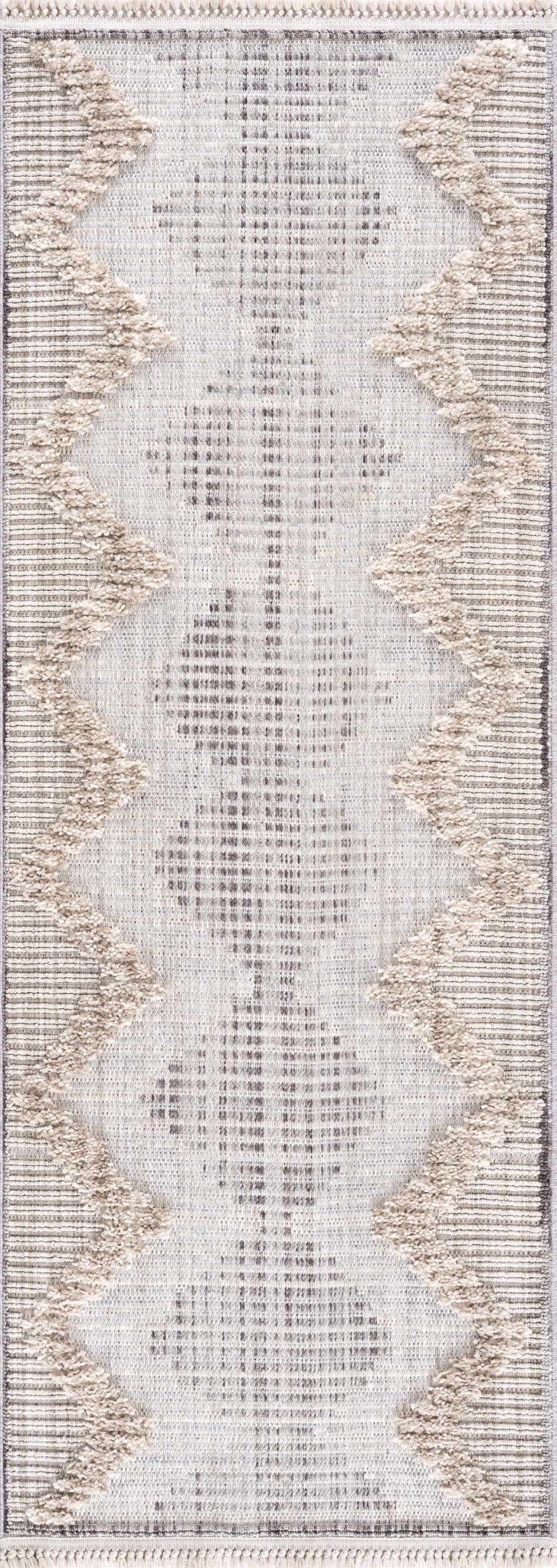 Contemporary Peach, Camel and Dark Purple Tribal Design Area Rug - The Rug Decor