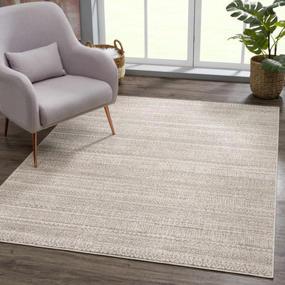 Contemporary solid Beige and Gray High Pile Area Rug - The Rug Decor