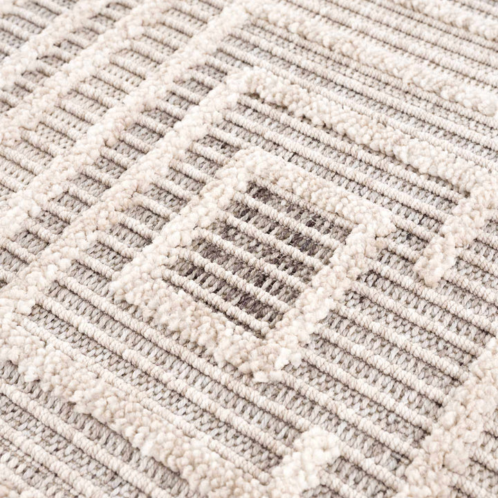 Contemporary Solid Stripes Peach, Beige and Gray High-Low Pile Area Rug - The Rug Decor