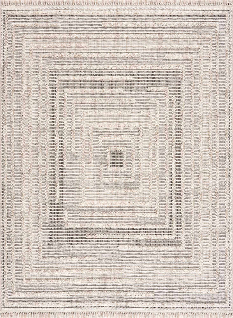 Contemporary Solid Stripes Peach, Beige and Gray High-Low Pile Area Rug - The Rug Decor