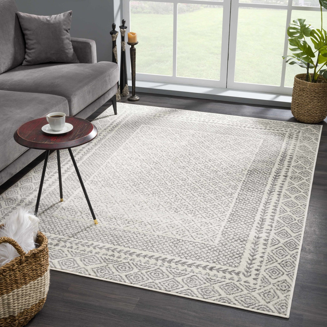 Contemporary Traditional Gray and Ivory Neutral Area Rug - The Rug Decor