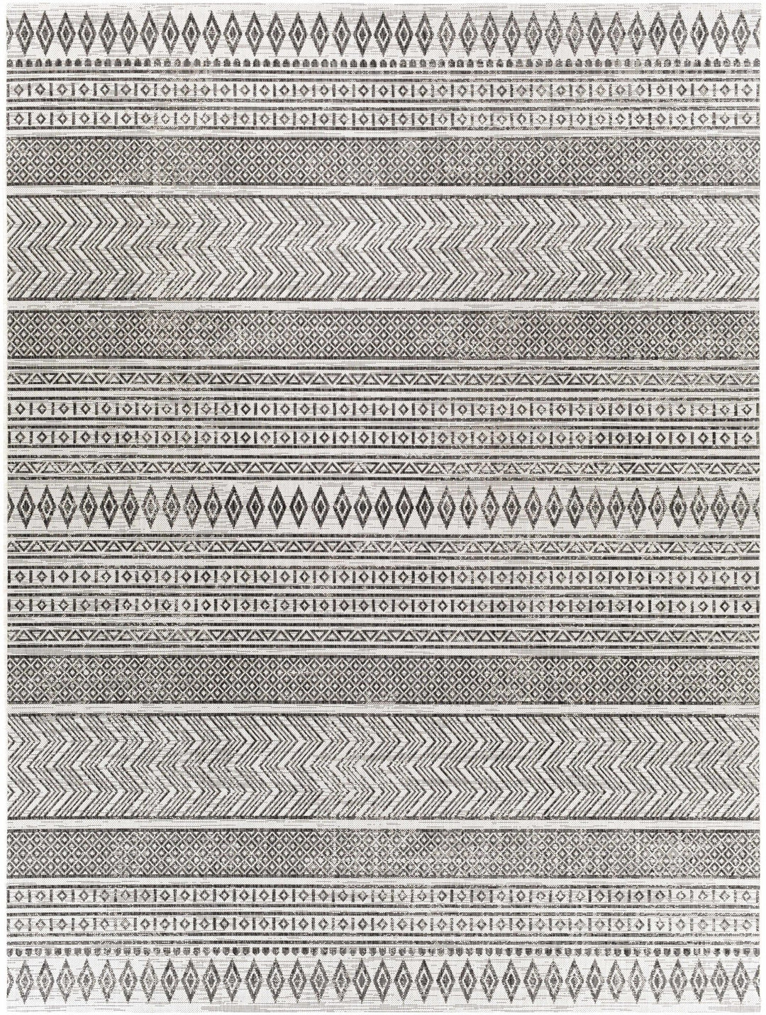 Contemporary Trellis Tribal Look Ivory And Charcoal Area Rug - The Rug Decor