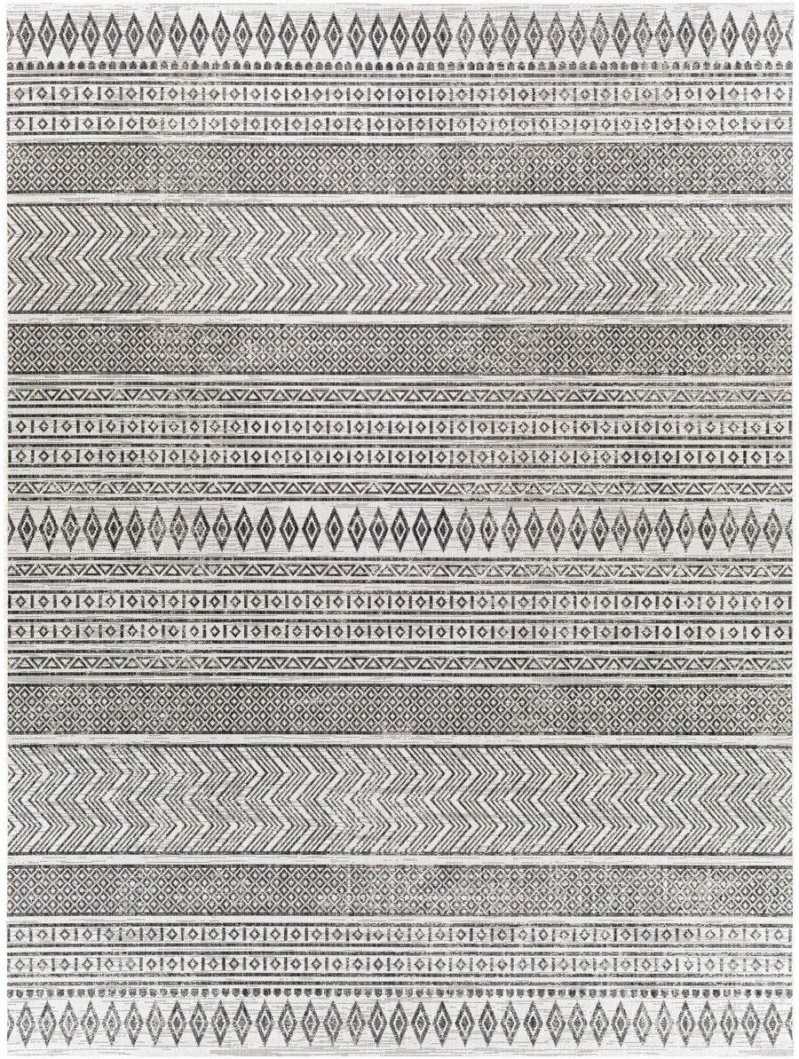 Contemporary Trellis Tribal Look Ivory And Charcoal Area Rug - The Rug Decor