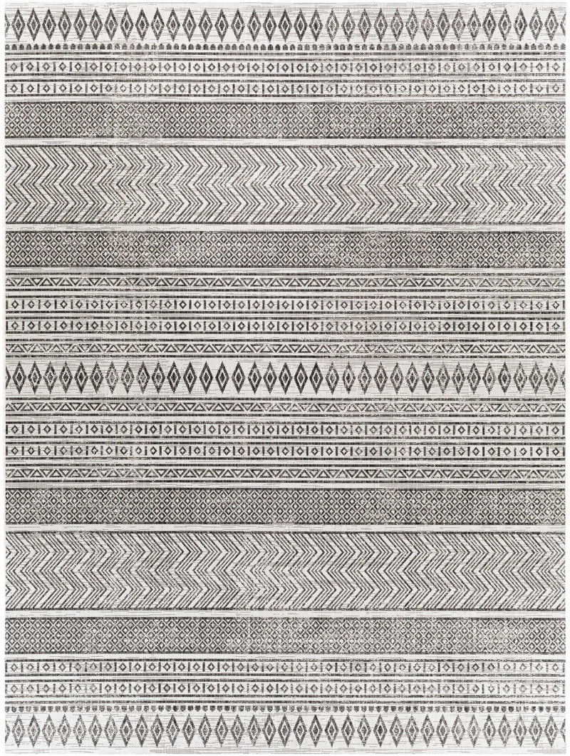 Contemporary Trellis Tribal Look Ivory And Charcoal Area Rug - The Rug Decor