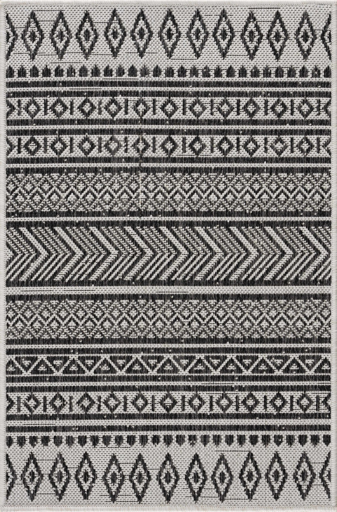Contemporary Trellis Tribal Look Ivory And Charcoal Area Rug - The Rug Decor