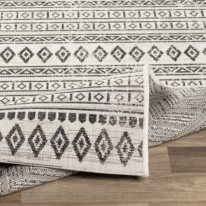 Contemporary Trellis Tribal Look Ivory And Charcoal Area Rug - The Rug Decor