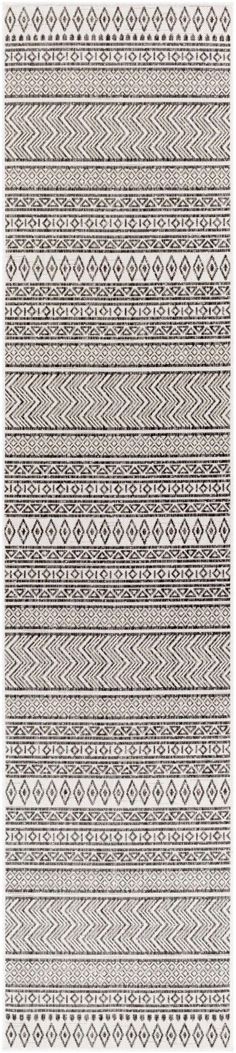 Contemporary Trellis Tribal Look Ivory And Charcoal Area Rug - The Rug Decor