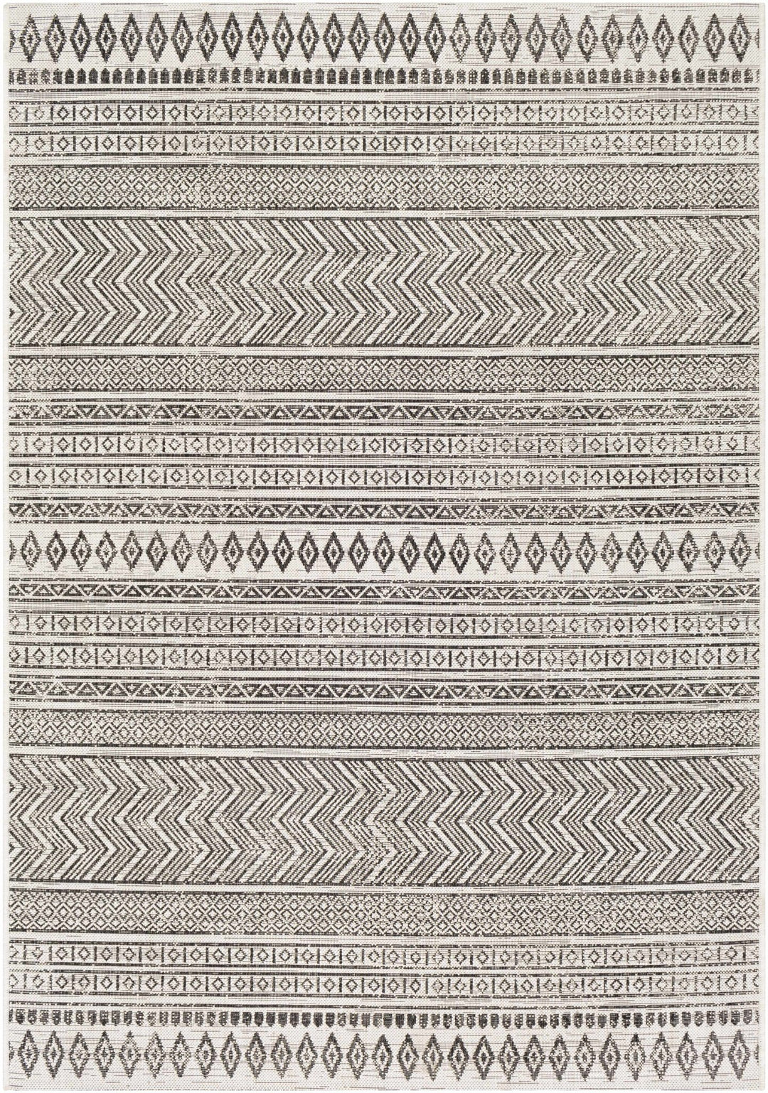 Contemporary Trellis Tribal Look Ivory And Charcoal Area Rug - The Rug Decor