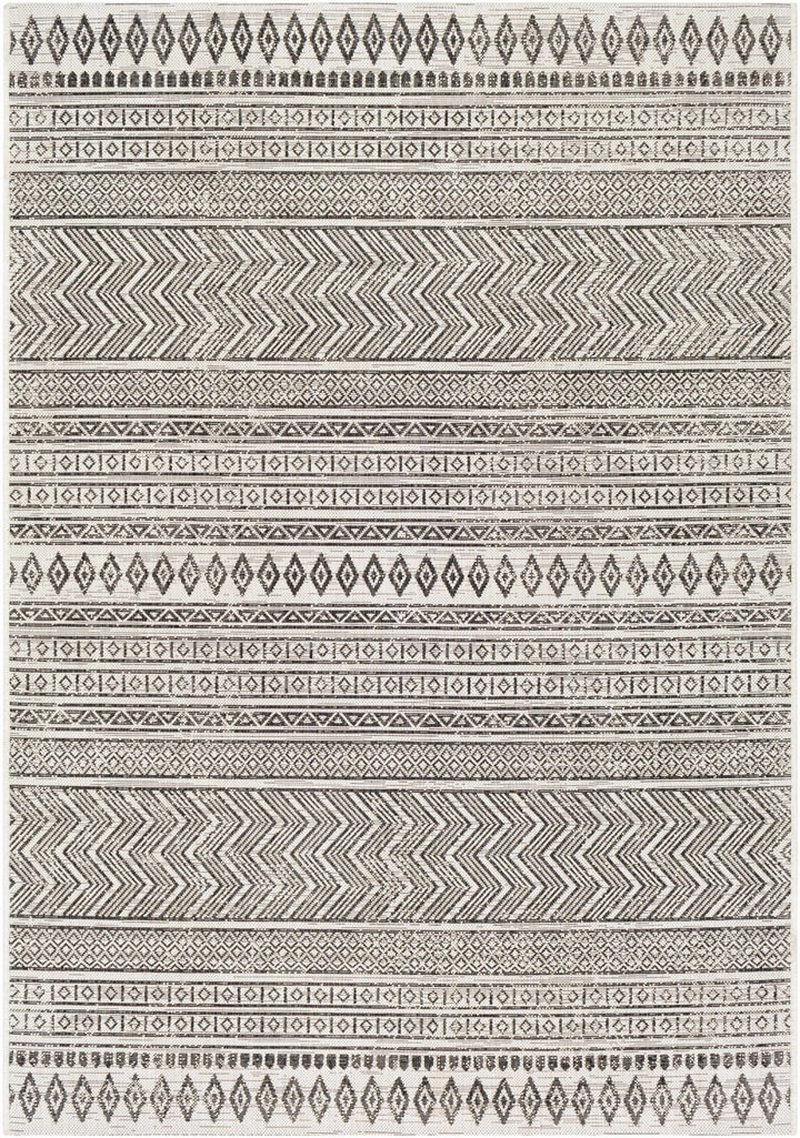 Contemporary Trellis Tribal Look Ivory And Charcoal Area Rug - The Rug Decor