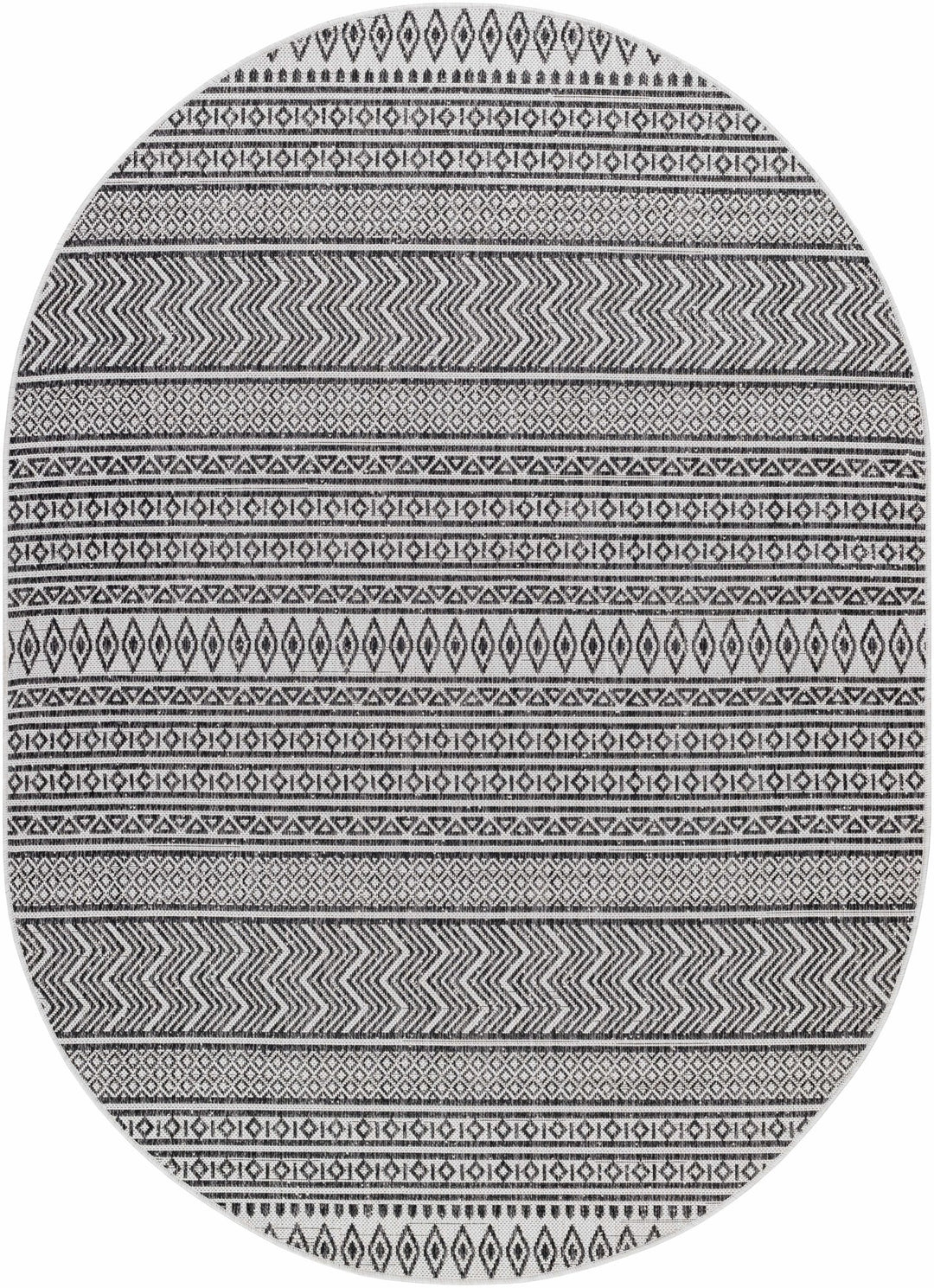 Contemporary Trellis Tribal Look Ivory And Charcoal Area Rug - The Rug Decor
