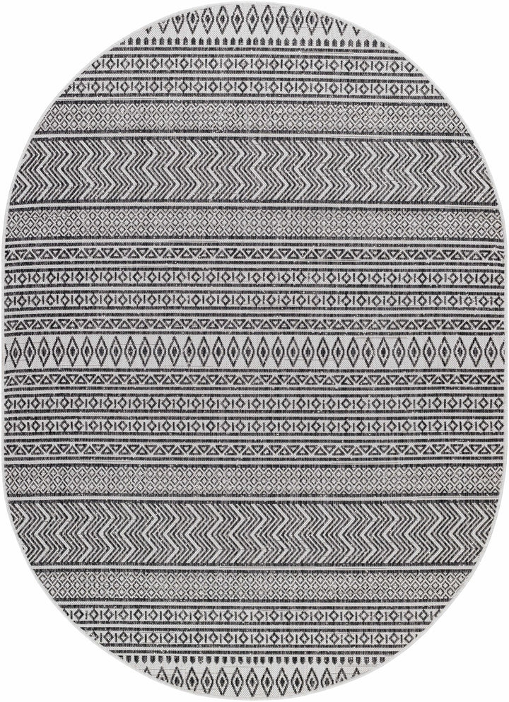 Contemporary Trellis Tribal Look Ivory And Charcoal Area Rug - The Rug Decor