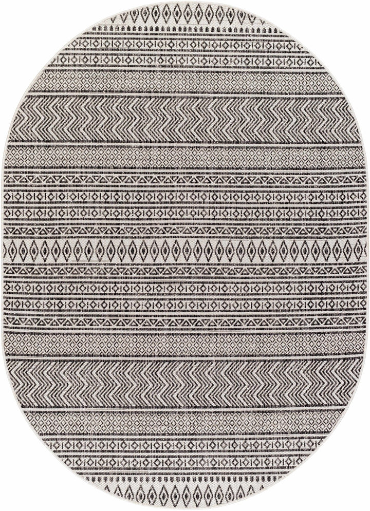 Contemporary Trellis Tribal Look Ivory And Charcoal Area Rug - The Rug Decor