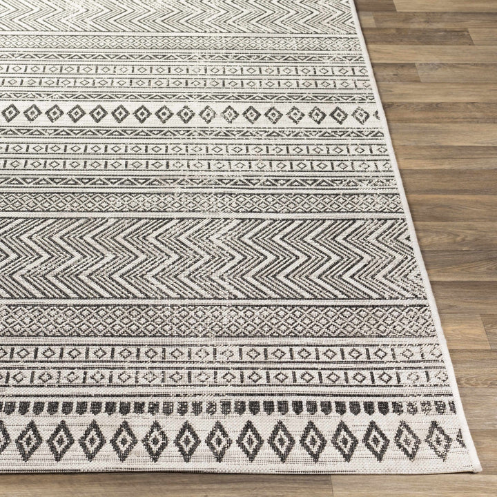 Contemporary Trellis Tribal Look Ivory And Charcoal Area Rug - The Rug Decor