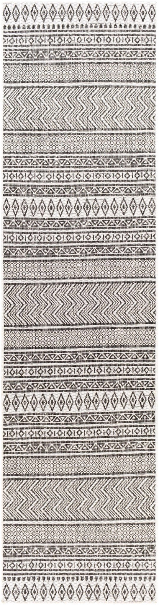 Contemporary Trellis Tribal Look Ivory And Charcoal Area Rug - The Rug Decor