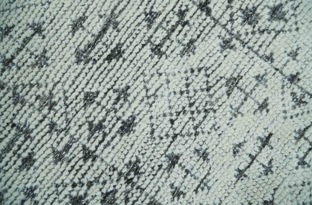 Contemporary Tribal 2x3 Hand Knotted Ivory and Charcoal Wool Rug - The Rug Decor